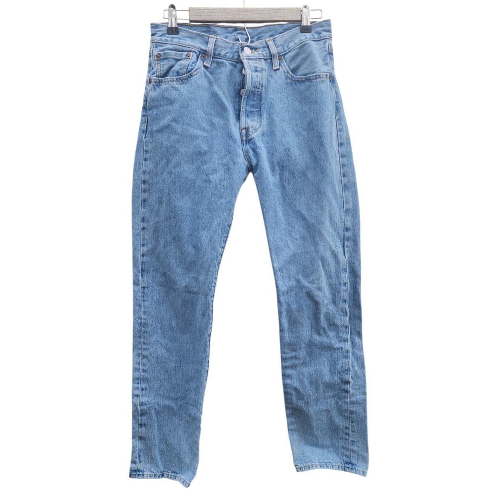 Levis 501 Original Fit Jeans Men 30x32 Light Wash Blue Denim Button Fly Straight